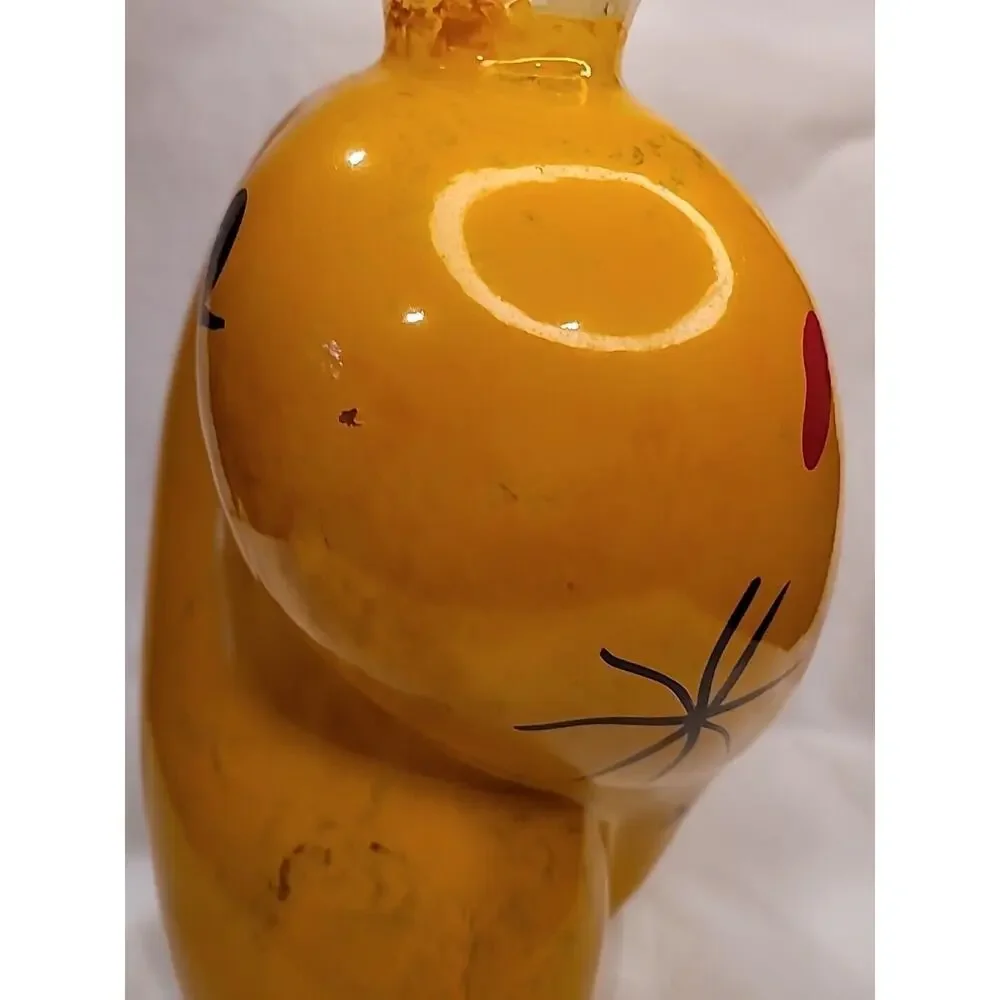 Joan Miro Style Art Deco Vintage Large Hand Painted Abstract Bulbous Glass Vase